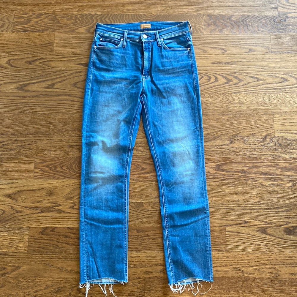 MOTHER The Mid Rise Dazzler Ankle Fray in Wash Birds of Paradise Size US 27